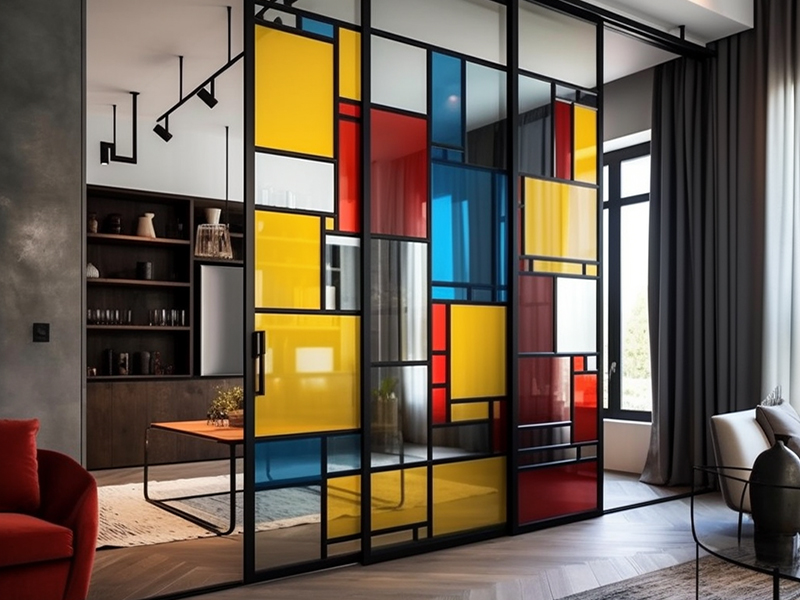 Vetrata Mondrian Style